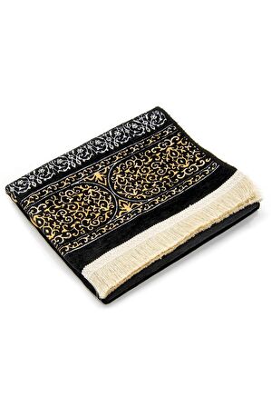 Kabe Desenli Ultra Plus Siyah Şönil Seccade 9