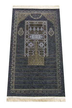 Kabe Desenli Ultra Plus Siyah Şönil Seccade 17