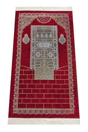 Kabe Desenli Ultra Plus Kırmızı Şönil Seccade 19