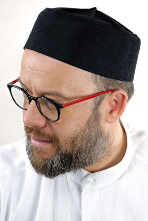 Kubbeli Sert Kalıp Takke - Siyah