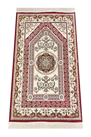 Desenli Şönil Seccade - Kırmızı Renk
