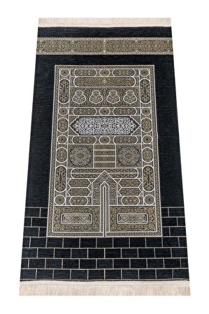 Kabe Desenli Ultra Plus Siyah Şönil Seccade 18