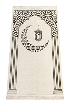 Desenli Şönil Seccade - Krem