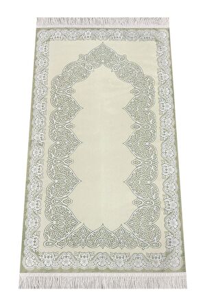 Astarlı Saten Jakarlı Seccade - Açık Yeşil