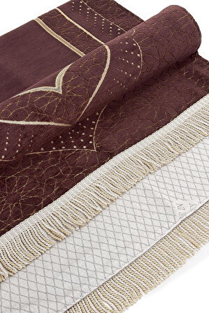 Mihrap Desenli Astarlı Şönil Seccade - Koyu Kahverengi