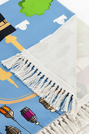 Dijital Baskılı Çocuk Seccadesi - Kabeli Arabalı - 44 X 78 cm