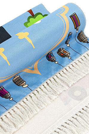 Dijital Baskılı Çocuk Seccadesi - Kabeli Arabalı - 44 X 78 cm