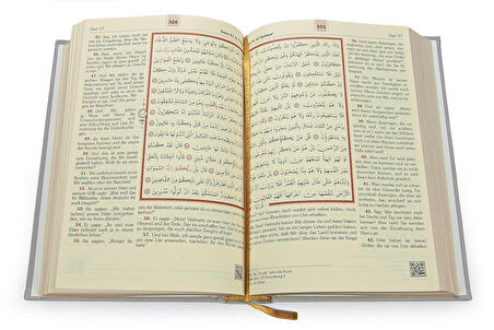 Almanca Mealli Hafız Boy Kuran - Gri