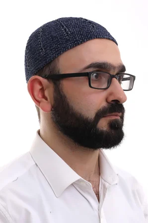 Lacivert Füme Kışlık Çift Renk Kadife Namaz Takkesi