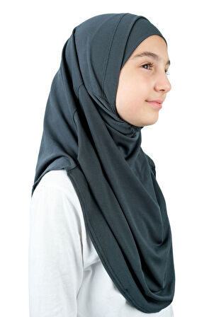Pratik Hazır Geçmeli Boneli Çocuk Şal Antrasit