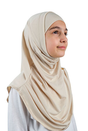 Pratik Hazır Geçmeli Boneli Çocuk Şal Bej