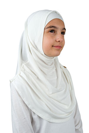 Pratik Hazır Geçmeli Boneli Çocuk Şal Beyaz