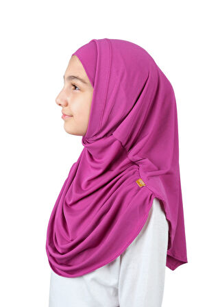 Pratik Hazır Geçmeli Boneli Çocuk Şal Fuşya