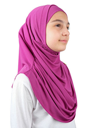 Pratik Hazır Geçmeli Boneli Çocuk Şal Fuşya