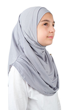 Pratik Hazır Geçmeli Boneli Çocuk Şal Gri