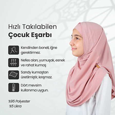 Pratik Hazır Geçmeli Boneli Çocuk Şal Pembe