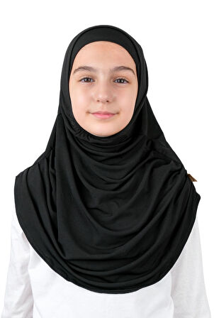 Pratik Hazır Geçmeli Boneli Çocuk Şal Siyah