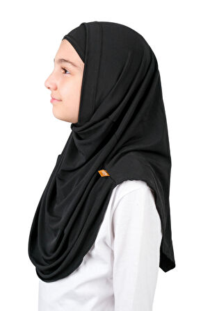 Pratik Hazır Geçmeli Boneli Çocuk Şal Siyah