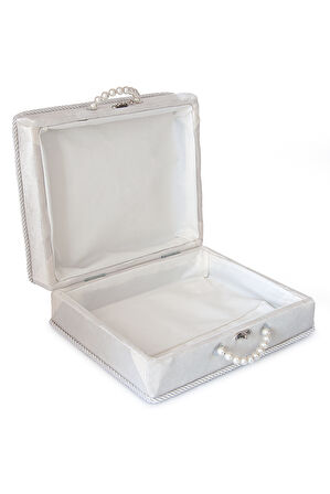 Kadife Süngerli Güllü Dantelli Çeyizlik Bohça Sandığı