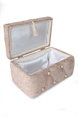 Söz Nişan Düğün Çeyizlik Kadife Gelin Bohça İkili Sandık - Kiremit