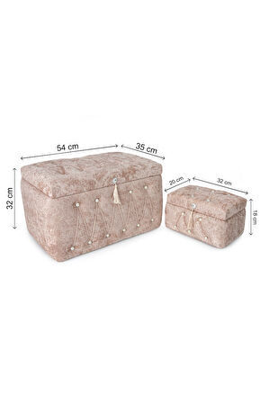 Söz Nişan Düğün Çeyizlik Kadife Gelin Bohça İkili Sandık - Kiremit