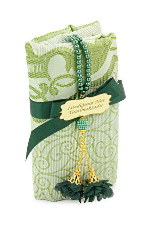 Hediyelik İsme Özel Tesbihli Seccade Seti Yeşil