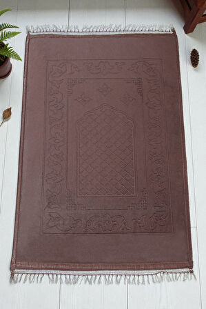 Yumuşak Kadife Dokulu Peluş Seccade Kahverengi