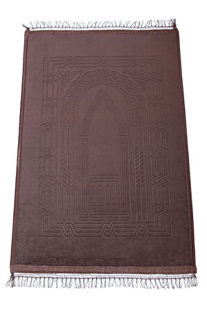 Yumuşak Kadife Dokulu Peluş Seccade Kahverengi