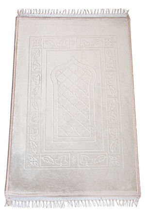 Yumuşak Kadife Dokulu Peluş Seccade Krem