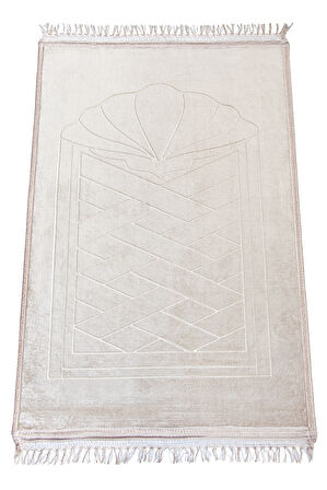 Yumuşak Kadife Dokulu Peluş Seccade Krem