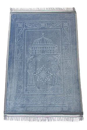 Yumuşak Kadife Dokulu Peluş Seccade Mavi