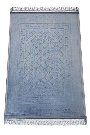 Yumuşak Kadife Dokulu Peluş Seccade Mavi