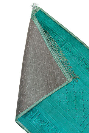 Yumuşak Kadife Dokulu Peluş Seccade Yeşil