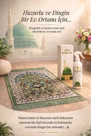 Medine Ravza Desenli Seccade ve Esans Seti Dini Hediyelik Set