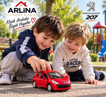 Peugeot 207 Kırmızı Metal Model Araba Çek Bırak Lisanslı