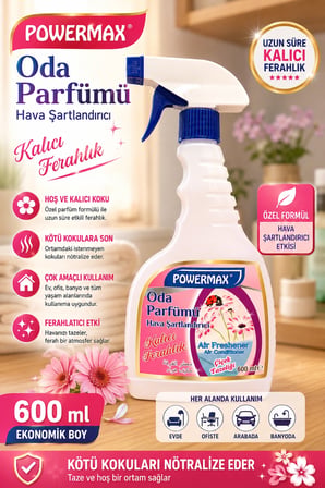 POWERMAX Çiçek Tazeliği Oda Parfümü 600 ml x3 Set Ortam Kokusu Uzun Süre Kalıcı Ferahlık