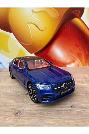 Mercedes C200 Model Araç Mercedes Metal Araba 23 Cm Mavi Sesli Işıklı Kapılar Bagaj Kaput Açılır