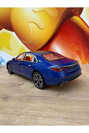 Mercedes C200 Model Araç Mercedes Metal Araba 23 Cm Mavi Sesli Işıklı Kapılar Bagaj Kaput Açılır