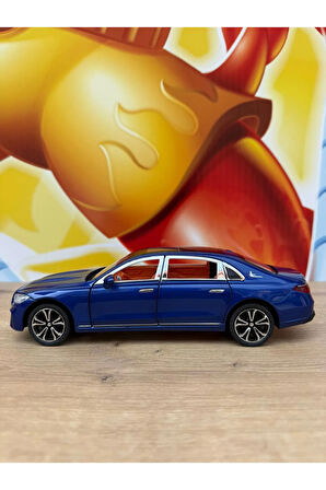 Mercedes C200 Model Araç Mercedes Metal Araba 23 Cm Mavi Sesli Işıklı Kapılar Bagaj Kaput Açılır