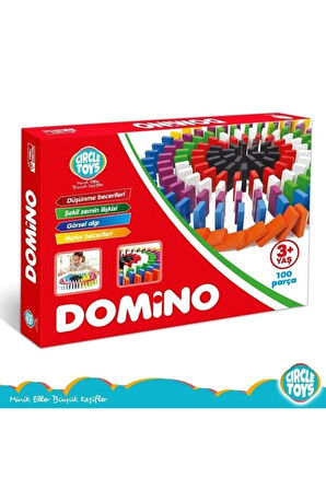 Circle Toys Ahşap Domino Taşları 100 Parça Renkli Eğitici Domino