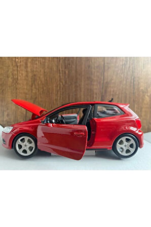 VOLKWAGEN POLO GTI MODEL ARABA DİECAST POLO KIRMIZI MODEL DİECAST ARABALAR KAPILAR AÇILIR