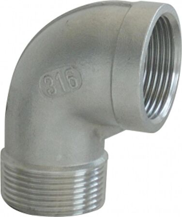 Kuyruklu dirsek. Erkek-Dişi. AISI 316 Paslanmaz çelik. 1 1/2"