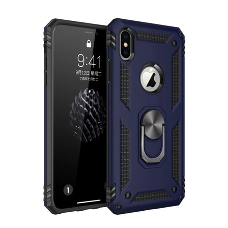 Apple iPhone XS Max Kılıf Sofya Yüzüklü Silikon Kapak - Lacivert