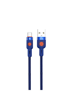 Mavi renk sarj kablosu ve Data Kablosu Hızlı sarj 18 watt usb to type c kablo 1 metre