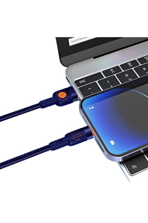 Mavi renk sarj kablosu ve Data Kablosu Hızlı sarj 18 watt usb to type c kablo 1 metre
