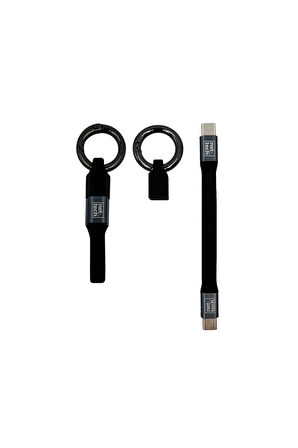 65W PD Siyah renk Type-C to Type-C Clip-On Kablo (Samsung/Xiaomi Uyumlu) Kısa Şarj & Senk. 20cm