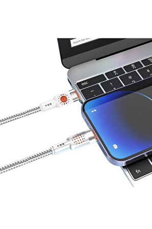 30w iphone adaptör uyumlu şarj kablosu 1 Metre Type-C To Lightning Şarj ve Data Kablosu (Mavi renk)