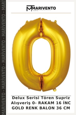 Delux Serisi Tören Supriz Alışveriş 0- RAKAM 16 İNC GOLD RENK BALON 36 CM