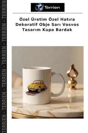 Özel Üretim Özel Hatıra Dekoratif Obje Sarı Vosvos Tasarım Kupa Bardak