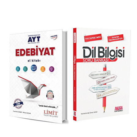 Limit AYT Edebiyat El Kitabı ve Ankara Kitap Merkezi Dil Bilgisi Soru Bankası Seti 2 Kitap